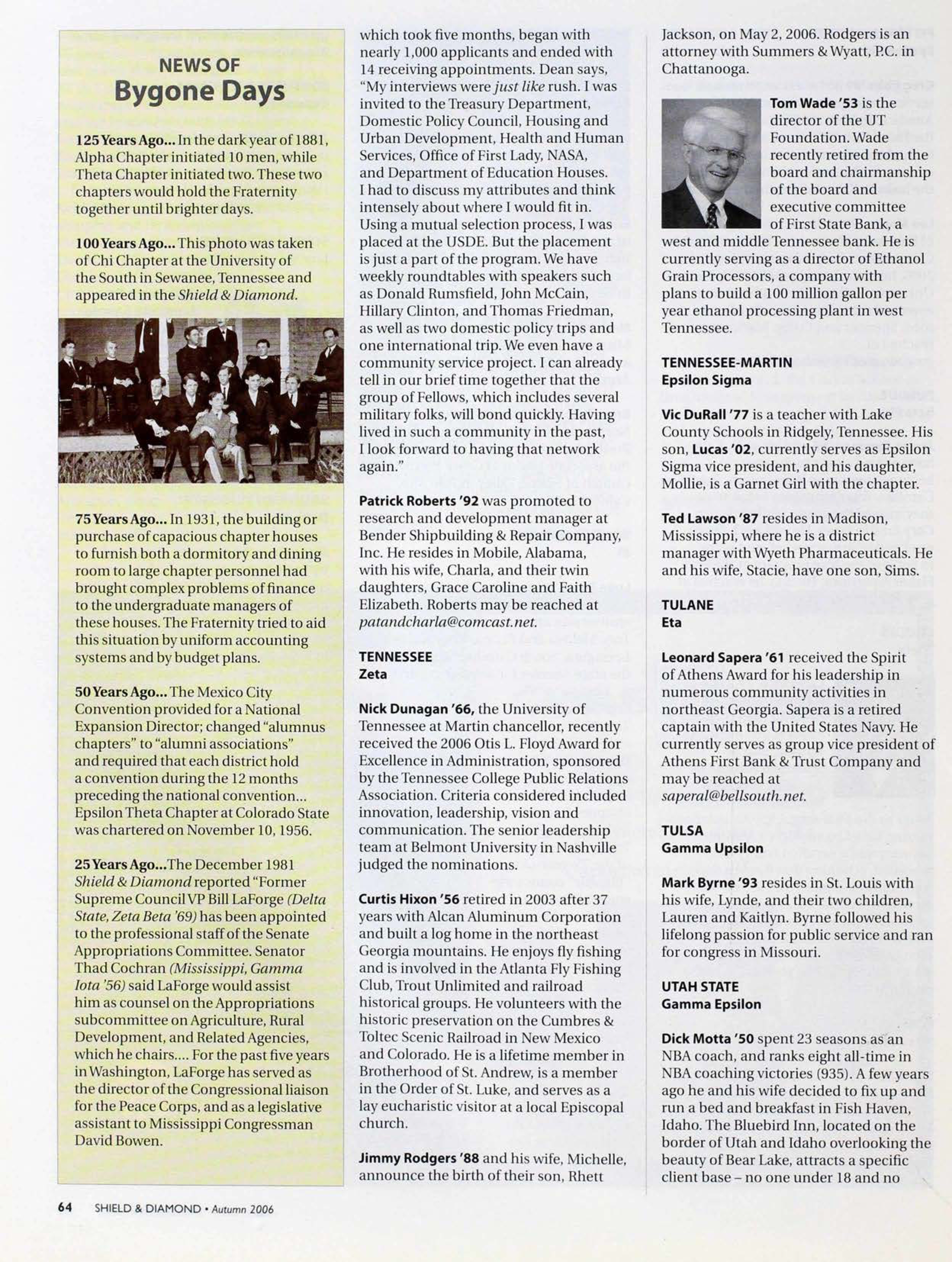 News of Bygone Days, Autumn 2006